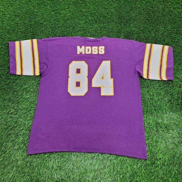 Vintage Randy-Moss Logo-7 Jersey Style Shirt XL 24x28 Minnesota-Vikings USA - Picture 1 of 13